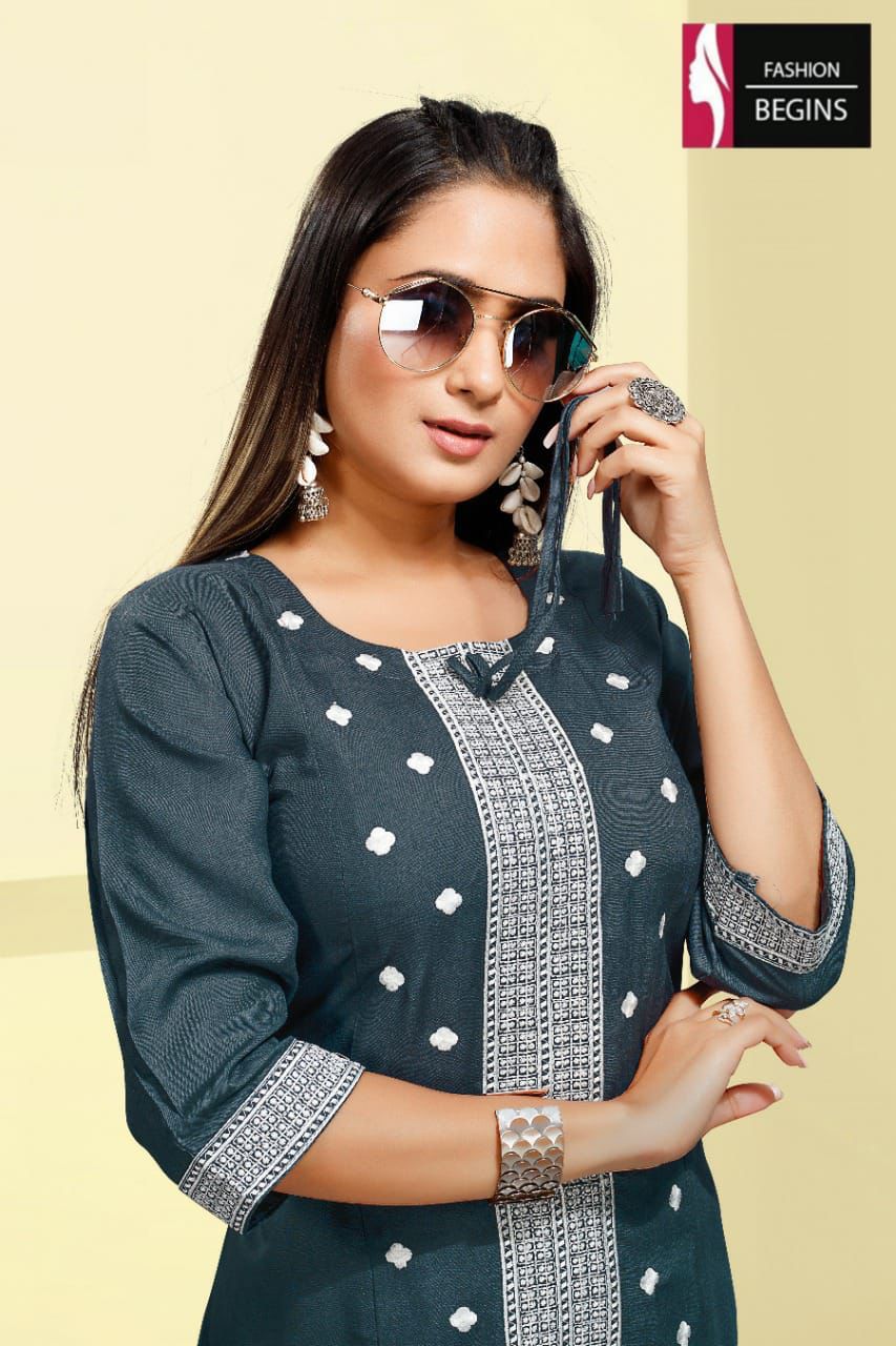 Lata Fashion begins Fancy Ethnic Wear Rayon Designer Kurti Collection